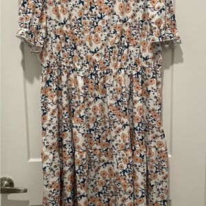 SHEIN Floral Midi Dress in White and Orange